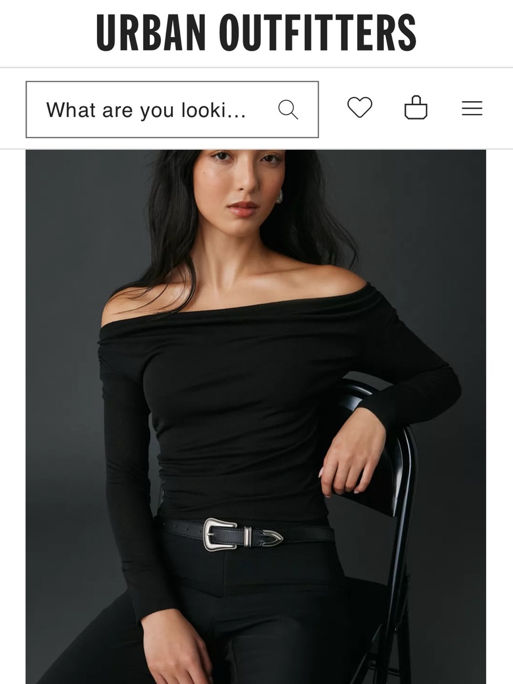 Urban Outfitters Black Off-the-Shoulder Rib Top